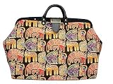 ArtisanStreet's Laurel Burch Cats Two-Sided Tapestry Carpet Bag With Detachable Shoulder Strap. Famous Cats Design With Gold Metallic Thread. Use As An Overnight Bag Or Even As A Briefcase.