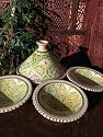 Medium patterned cooking tagine with 4 matching bowls
