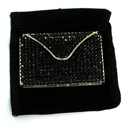 Black Tone Crystal Bejeweled Purse Compact Vanity Mirror