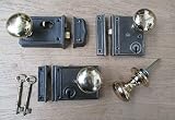 IRONMONGERY WORLDﾂｮ OLD VINTAGE STYLE CAST IRON PERIOD HOME COUNTRY RIM DOOR LOCK KNOB HANDLE (SMALL