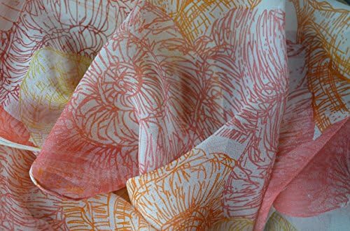 Coveri Collection Designer Women's Fashion Luxury 100% Silk Chiffon Scarf 70x180cm (27.5"x70.8") Red / Yellow