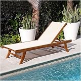 Teak Sun Lounger with Textiline Mesh Fabric