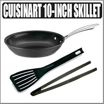 Cuisinart GGS22-24 10-inch Greengourmet Stainless Nonstick Open Skillet w/ Utensil Bundle