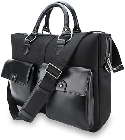 MIIM Foran Stylish Urban Briefcase Bag (Black) with Shoulder Strap for 17 Inch Laptops