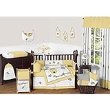 Honey Bumble Bee Hive Yellow, Gray and White Unisex 9pc Baby Girl or Boy Crib Bedding Set