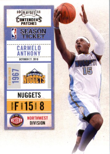 2010 11 Playoff Contenders Plates & Patches Basketball Card # 17 Carmelo Anthony Denver Nuggets In a Protective Screwdown Display Case!