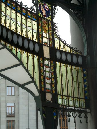 Stained Glass Art Nouveau (Jugendstil) Detail, Municipal House, Prague, Czech Republic Photographic Poster Print by Ethel Davies, 12x16