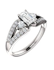 10K White Gold Emerald Cut Diamond Ring -- LIFETIME WARRANTY
