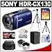 Sony Handycam HDR-CX130 1080p HD Video Camera Camcorder (Blue) with 16GB Card + Wide & Telephoto Lens + Battery + Case + Tripod + Accessory Kit