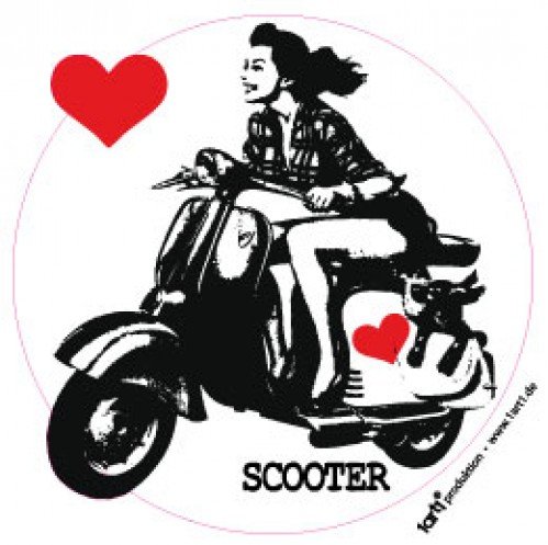 Scooters Sticker Adhesive Decal - Scooter Girl (4 x 4 inches)