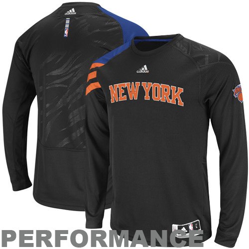 New York Knicks adidas Black On-Court Long Sleeve Shooting Shirt