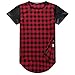 OLRIK Mens Hipster Hip Hop Leather PU Sleeve Side Zipper Paid T Thirt Red XL