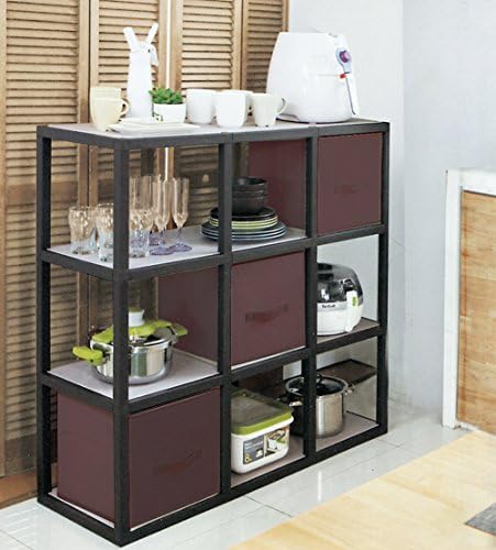 Collife Stackable 9 Cube Organizer Cabinet with Bins Bookcase Storage Divider Rack, DIY Shaped-by-you Indoor Storage Rack Standing Multipurpose Shelf