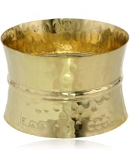 Devon Leigh Golden Toned Hammered Polished Brass Bangle Bracelet, 8.75"