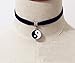 Hip Mall Black Velvet Choker Necklace w/ Enamel Ying & Yang Charms Pendant