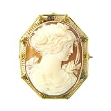14K Gold Antique Cameo Brooch with Pendant Bale