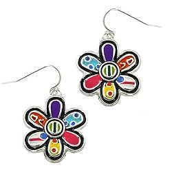 Bright Colored Flower Dangle Earrings Fashion Jewelry