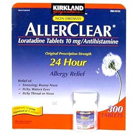 Click here to buy AllerClear-Loratadine 10 mg Antihistamine Tablets, 300 Tablets.
