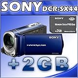 Sony DCR-SX44 Flash memory Handycam Camcorder (Blue) + Sony 2 GB Memory Stick PRO Duo Flash Memory C