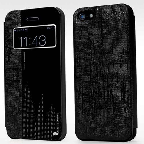 Newest Smart Touch Screen Slim Slik Leather Case Cover For Apple Iphone 5 5S (Black)