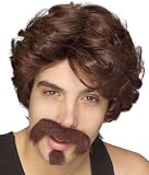 New 70s Male Porn Star Halloween Costume Wig+Moustache Adult