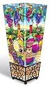 Amia 9690 Vase with Vintage Wine Design, Hand-painted Glass, Wrought Iron Base, 4-1/4-Inch W by 4-1/4-Inch L by 10-Inch H