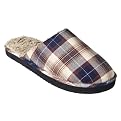 Men's Cade Plaid Scuff Slippers - Navy/Brown