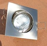 Einbaustrahler Leuchte Quadrat 230V Einbauleuchten Edelstahl gebürstet Material: Aluminium Druckguß