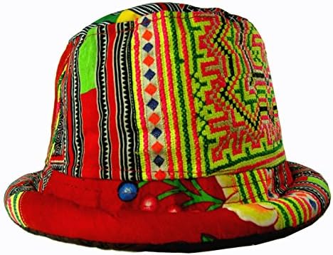 Colorful Hippie Bucket Hat, Embroidered Tribal Style (Hippy hat 1)