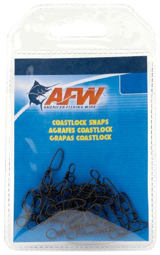 American Fishing Wire Brass Coastlock Snaps - Black Color - Size 37 - 350 Pound Test - 6-Pieces