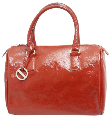 Furla Patent Leather Satchel Handbag Cherry Red