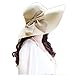 Funnywe Fashion Straw Derby Cap Womens Flax Bow Wide Large Brim Summer Beach Sun Hat Navy