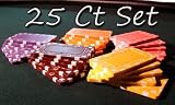 25 Rectangular Poker Chips - European Style Plaque