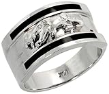 14k White Gold Men's Panther Ring, w/ Black Onyx Stones & Brilliant Cut Diamonds, 7/16 in. (12mm) wide