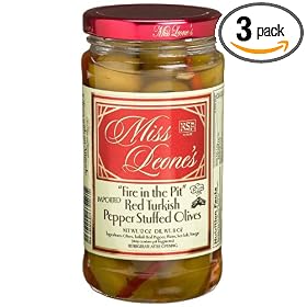 Miss Leone's Fire In The Pit Stuffed Queen Olives, 12-Ounce Jars (Pack of 3)