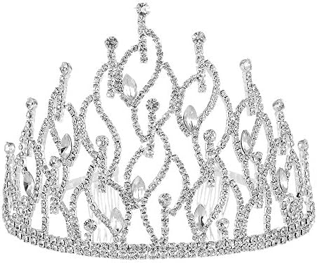 Qixuan® Rhinestone Tiara ~ Pageant, Wedding, Prom, Homecoming, Bridesmaid Tiara Crown (Silver+us Warehouse)