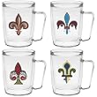 Fleur-de-Lis 18 oz Insulated Coffee Mug Set, Clear, (4 designs)