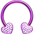 Purple Polka Dot Heart Horseshoe Circular Barbell