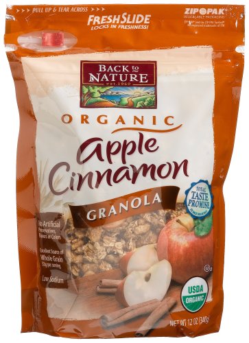 Back To Nature Organic Apple Cinnamon Granola, 12-Ounce Bags (Pack of 6) by Back to Nature