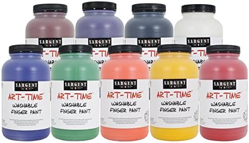 Art-Time Washable Finger Paint Set, 1 Pint, Assorted Bright Color, Set of 6
