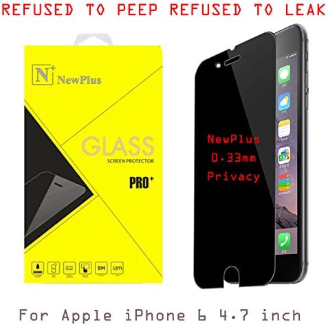 NewPlus(TM) Privacy Anti-Spy Tempered Glass Screen Protector Shield Guard for Apple iPhone 6 4.7" - Anti-Peep, High-Response Touch, Oleophobic Coating, Industry-High 9H Hardness - Scratch Terminator for Apple iPhone 6 4.7