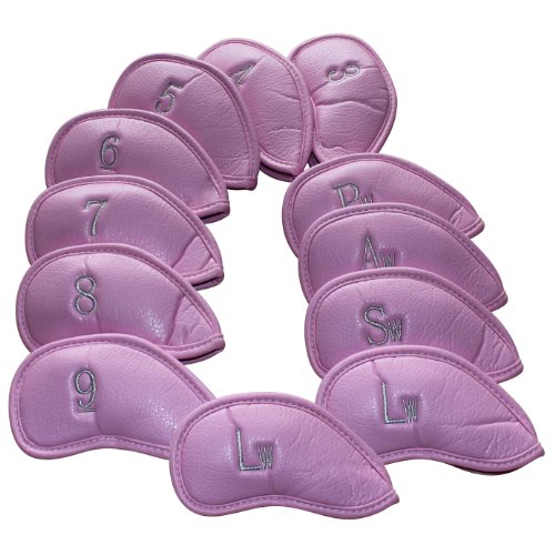 Craftsman Golf Iron Head Covers Pink 12pcs Thick Synthetic Leather Golf