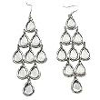 3" LONG Silvertone And Clear Crystal Chandelier Fashion Earrings