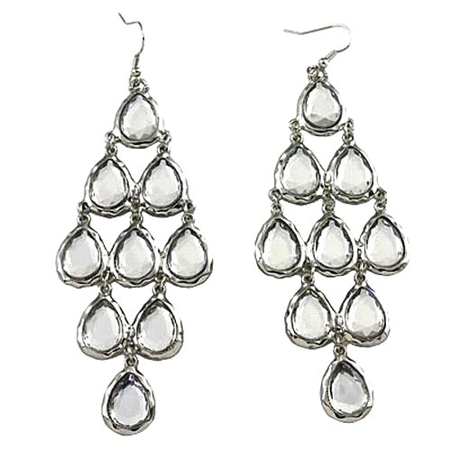 Silvertone And Clear Crystal Chandelier Fashion Earrings