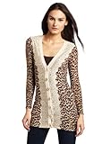 IMAGE OF Charlotte Tarantola Women's Betty Animal Lace Cardigan Sweater, Brown, Large