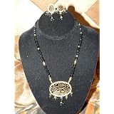 Gold Plated Black Beaded Thewa Necklace Set Ethnic Design Set Womens Jewelry
