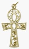 10 Karat Diamond Cut Yellow Gold Ankh Charm Pendant