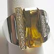 14K White Gold Brazilian Topaz and Diamond Ring