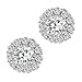 Cuccu 9MM 18k White Gold Plated Cubic Zirconia Flower Earrings for Women Girls Jewelry Halo Stud Earrings