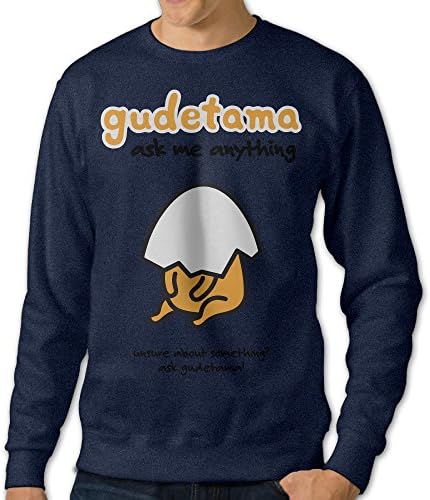 PUHO Men's Gudetama Five More Minutes Lazy Eggs Sweaters Crewnecks Hoodies For Warm